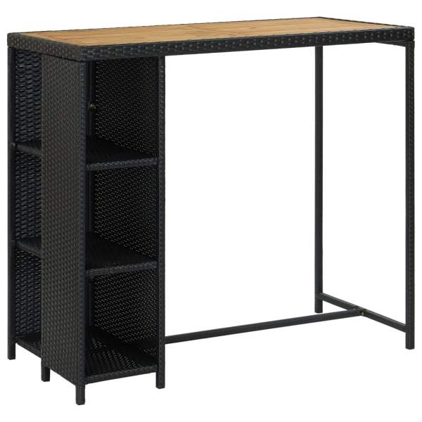  5-tlg. Gartenbar-Set mit Kissen Poly Rattan Schwarz