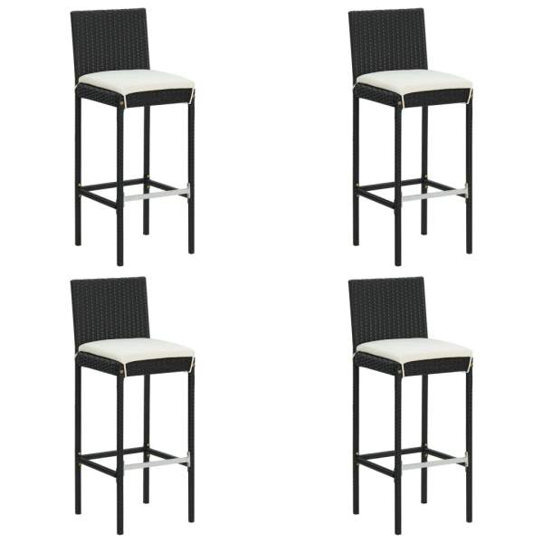  5-tlg. Gartenbar-Set mit Kissen Poly Rattan Schwarz