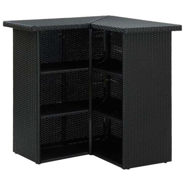  4-tlg. Gartenbar-Set mit Kissen Poly Rattan Schwarz