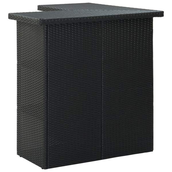  4-tlg. Gartenbar-Set mit Kissen Poly Rattan Schwarz