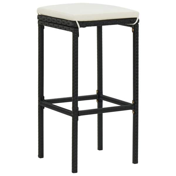  4-tlg. Gartenbar-Set mit Kissen Poly Rattan Schwarz