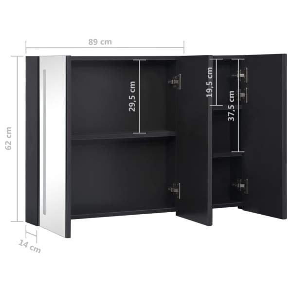  LED-Spiegelschrank fürs Bad 89x14x62 cm