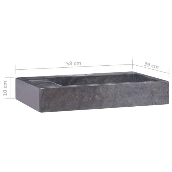  Waschbecken Schwarz 58x39x10 cm Marmor