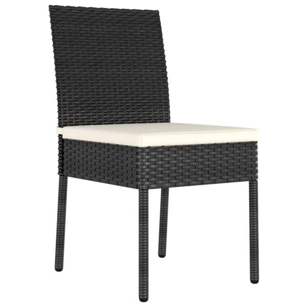  3-tlg. Garten-Essgruppe Poly Rattan Schwarz