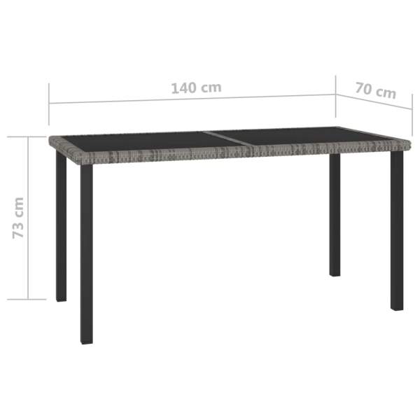  7-tlg. Garten-Essgruppe Poly Rattan Grau