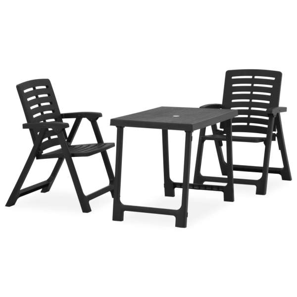  3-tlg. Bistro-Set Klappbar Kunststoff Grau