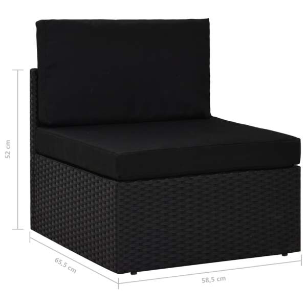 5-tlg. Garten-Lounge-Set mit Kissen Schwarz Poly Rattan