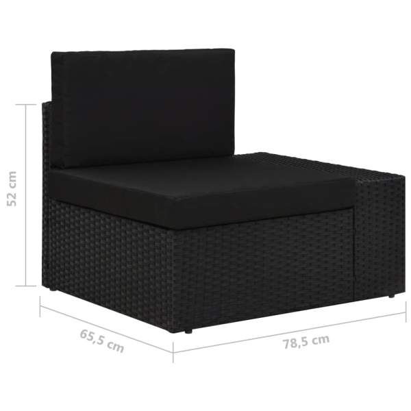 5-tlg. Garten-Lounge-Set mit Kissen Schwarz Poly Rattan