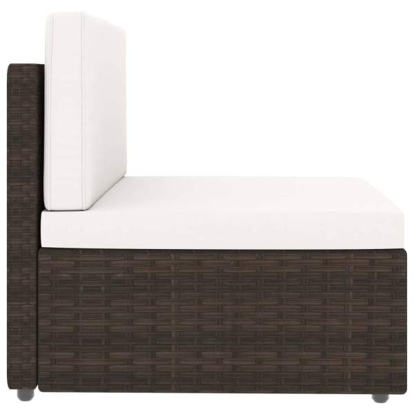 9-tlg. Garten-Lounge-Set mit Kissen Braun Poly Rattan