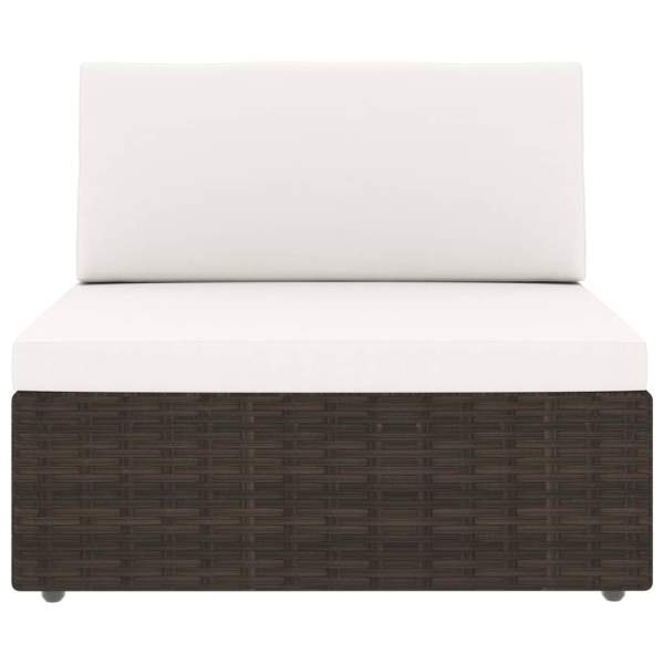 5-tlg. Garten-Lounge-Set mit Kissen Braun Poly Rattan