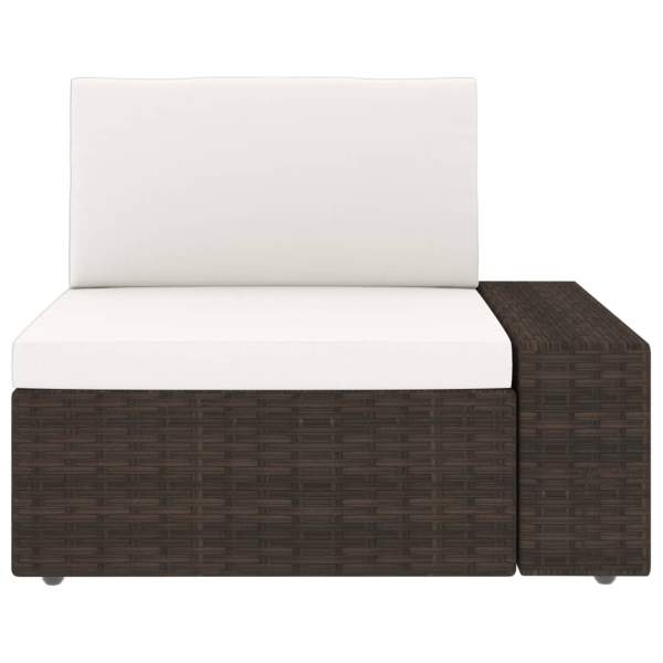 5-tlg. Garten-Lounge-Set mit Kissen Braun Poly Rattan