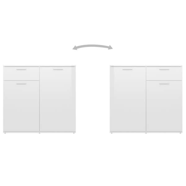  Sideboard Hochglanz-Weiß 80x36x75 cm Holzwerkstoff