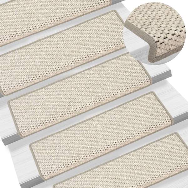  Treppenmatten Selbstklebend Sisal-Optik 15 Stk. 65x21x4cm Beige