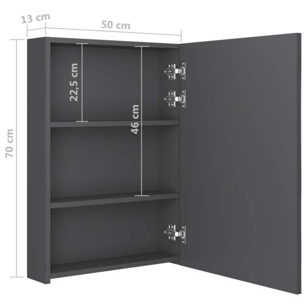  LED-Spiegelschrank fürs Bad Grau 50x13x70 cm