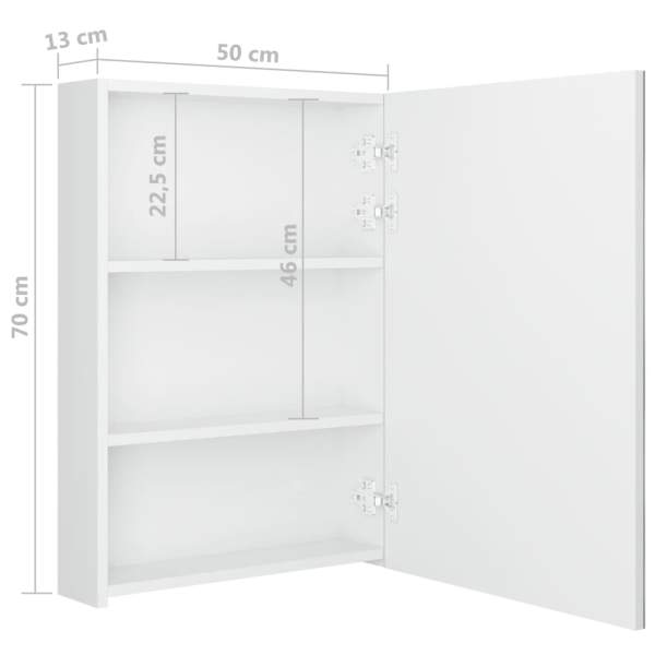  LED-Spiegelschrank fürs Bad Glänzend Weiß 50x13x70 cm