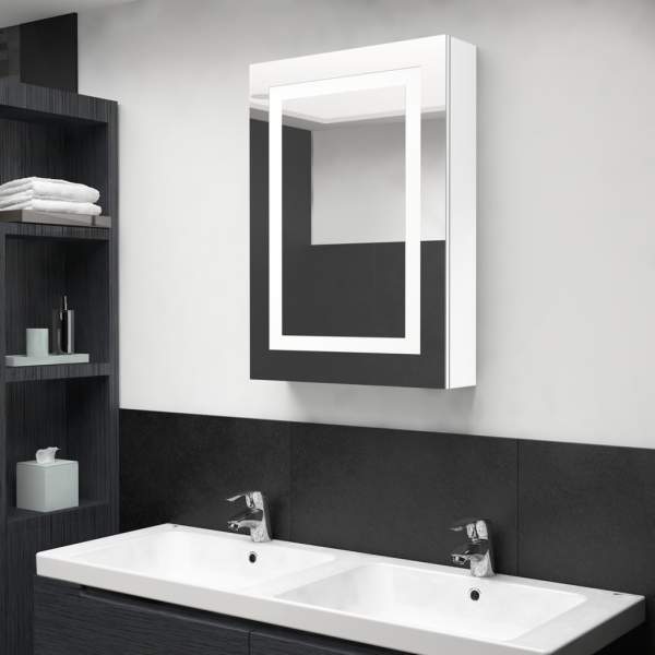  LED-Spiegelschrank fürs Bad Glänzend Weiß 50x13x70 cm