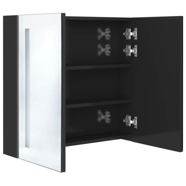  LED-Spiegelschrank fürs Bad Glänzend Schwarz 62x14x60 cm