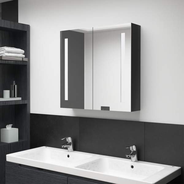  LED-Spiegelschrank fürs Bad Glänzend Schwarz 62x14x60 cm