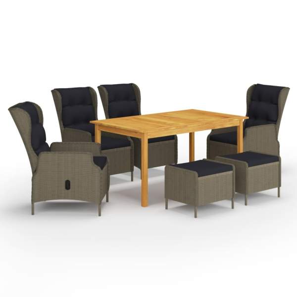  7-tlg. Garten-Essgruppe Braun