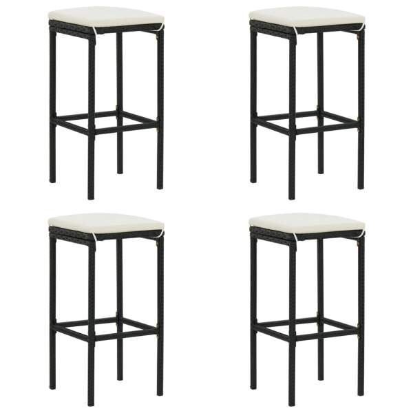  5-tlg. Gartenbar-Set mit Kissen Schwarz