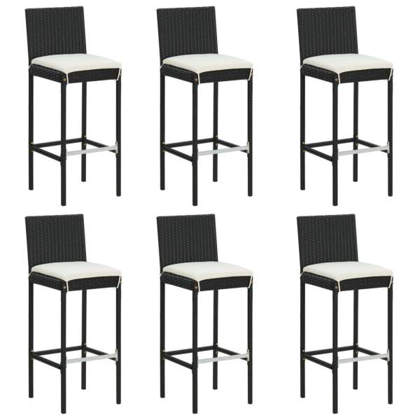  7-tlg. Gartenbar-Set mit Kissen Schwarz