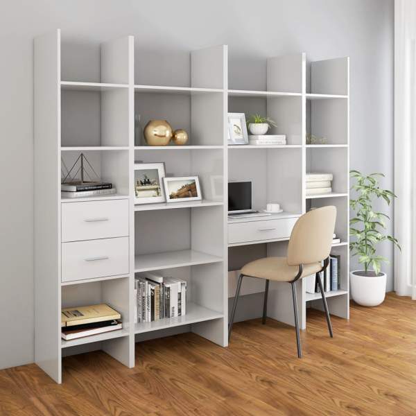  Bücherregal Hochglanz-Weiß 60x35x180 cm Holzwerkstoff