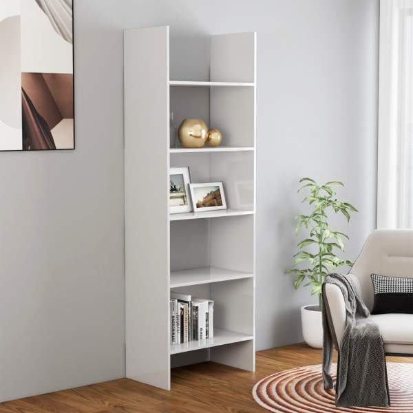  Bücherregal Hochglanz-Weiß 60x35x180 cm Holzwerkstoff