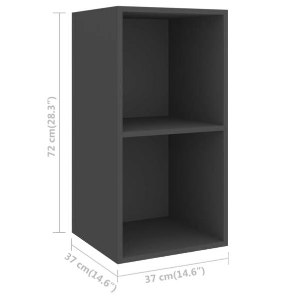  TV-Wandschrank Grau 37x37x72 cm Holzwerkstoff