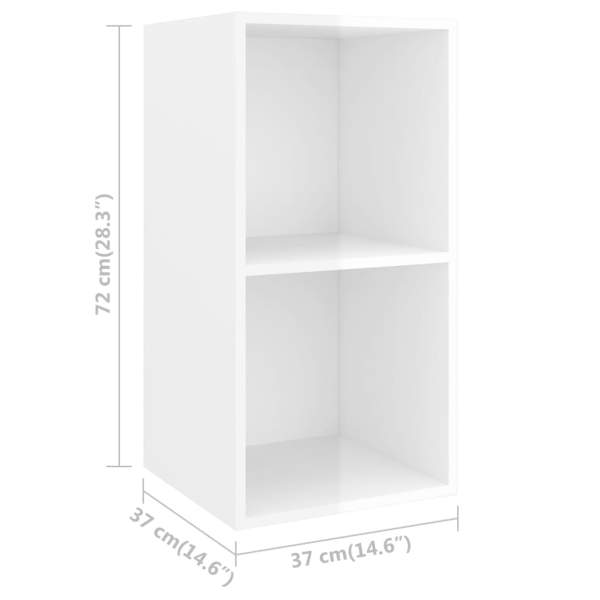  TV-Wandschrank Hochglanz-Weiß 37x37x72 cm Holzwerkstoff