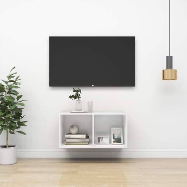  TV-Wandschrank Hochglanz-Weiß 37x37x72 cm Holzwerkstoff