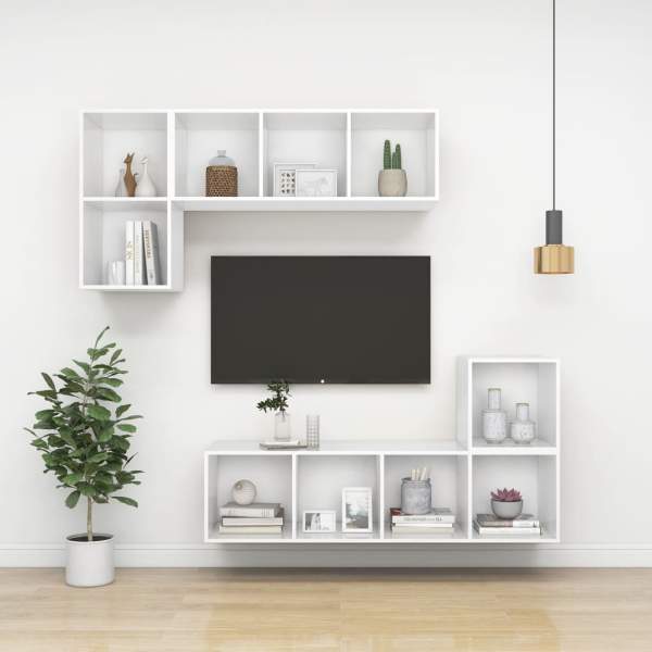  TV-Wandschrank Weiß 37x37x107 cm Holzwerkstoff