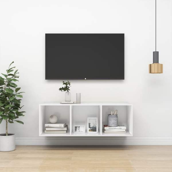  TV-Wandschrank Weiß 37x37x107 cm Holzwerkstoff
