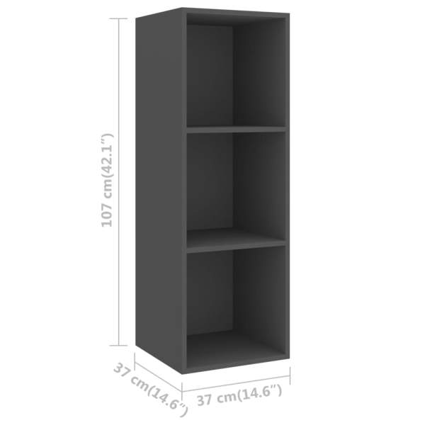  TV-Wandschrank Grau 37x37x107 cm Holzwerkstoff