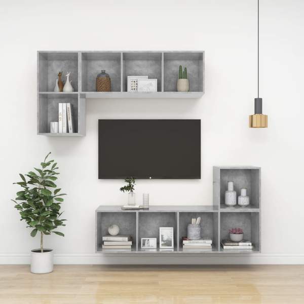  TV-Wandschrank Betongrau 37x37x142,5 cm Holzwerkstoff