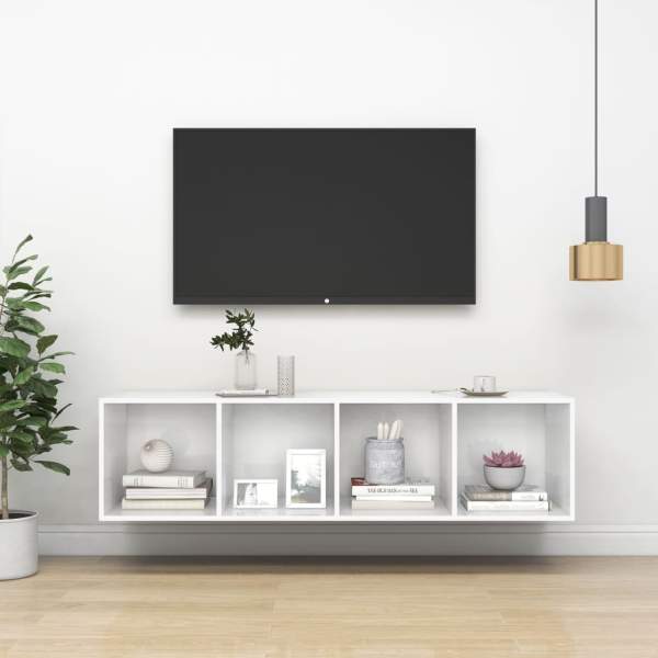  TV-Wandschrank Hochglanz-Weiß 37x37x142,5 cm Holzwerkstoff