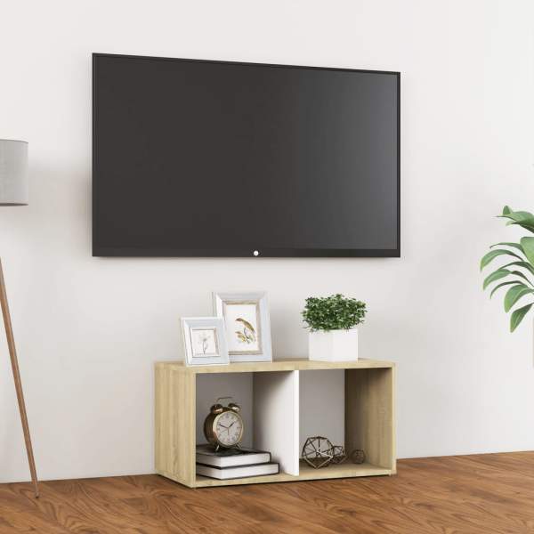  TV-Schrank Weiß Sonoma-Eiche 72x35x36,5 cm Holzwerkstoff