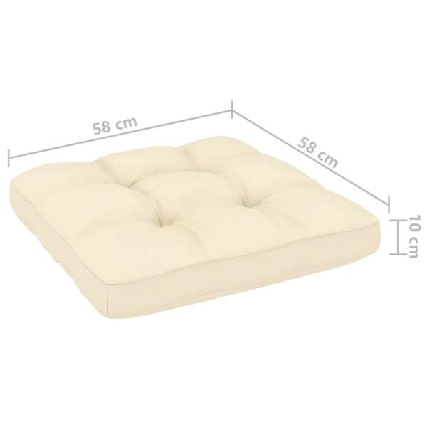 Garten-Mittelsofas mit Creme Kissen 2 Stk. Massivholz Kiefer