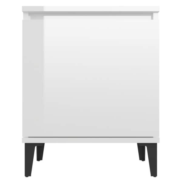 Nachttisch mit Metallbeinen Hochglanz-Weiß 40x30x50 cm