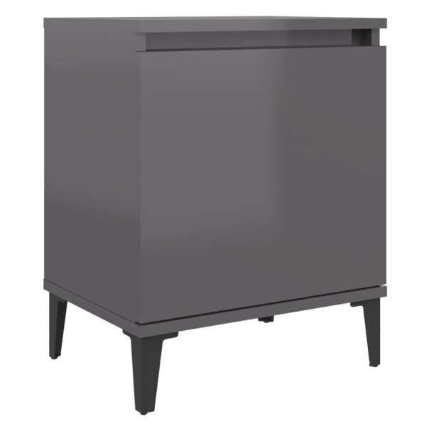 Nachttisch mit Metallbeinen Hochglanz-Grau 40x30x50 cm