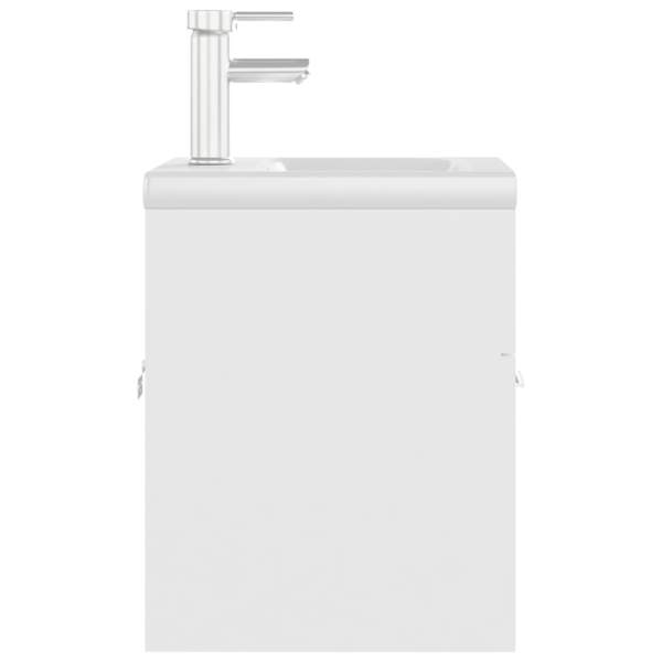  Waschbeckenunterschrank mit Einbaubecken Weiß Holzwerkstoff