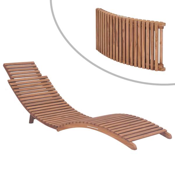  Sonnenliegen 2 Stk. Klappbar Massivholz Teak