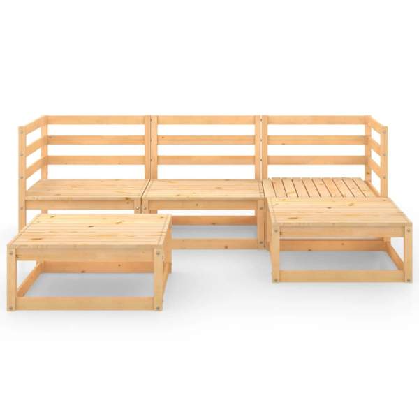 5-tlg. Garten-Lounge-Set Massivholz Kiefer