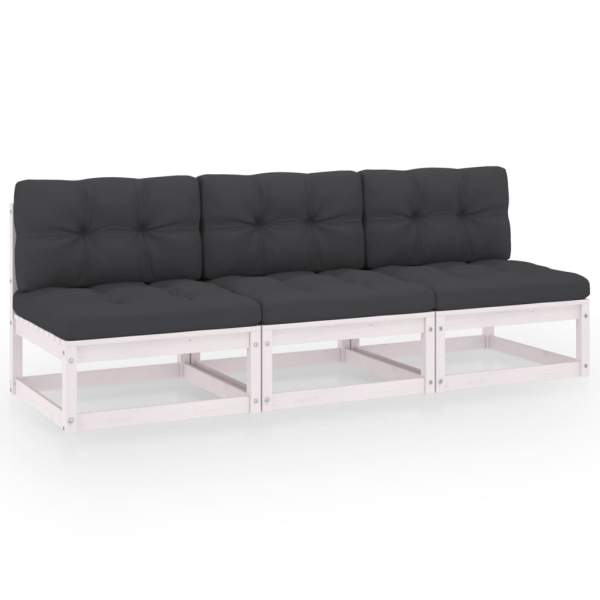  3-Sitzer-Sofa mit Kissen Kiefer Massivholz