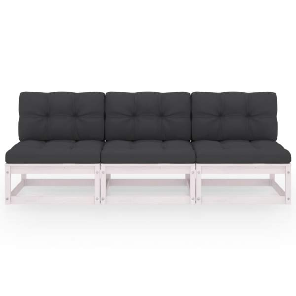  3-Sitzer-Sofa mit Kissen Kiefer Massivholz