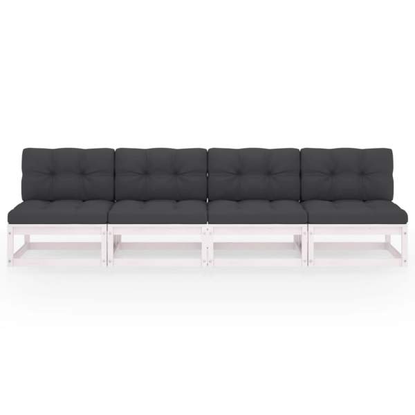  4-Sitzer-Gartensofa mit Kissen Kiefer Massivholz