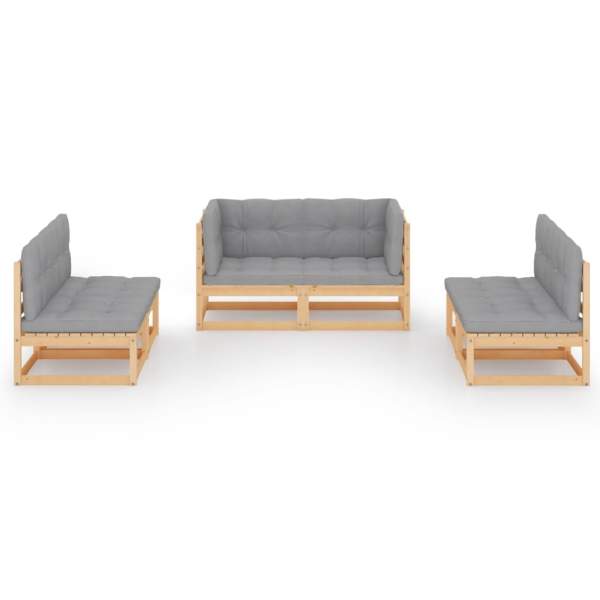 6-tlg. Garten-Lounge-Set mit Kissen Kiefer Massivholz