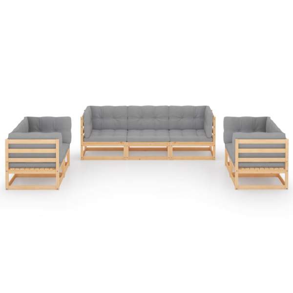 7-tlg. Garten-Lounge-Set mit Kissen Kiefer Massivholz