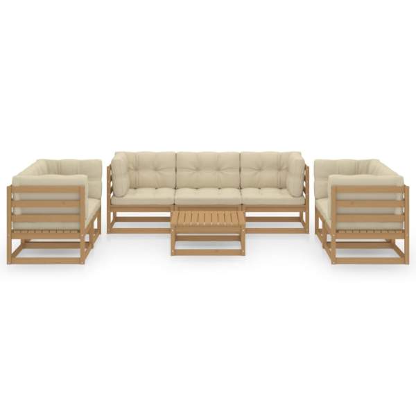 8-tlg. Garten-Lounge-Set mit Kissen Kiefer Massivholz