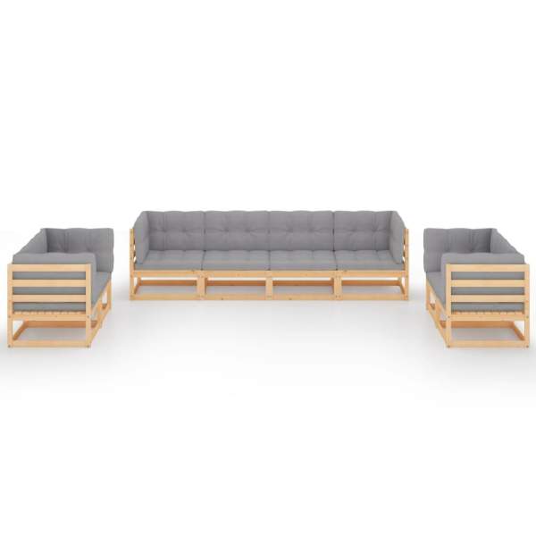 8-tlg. Garten-Lounge-Set mit Kissen Kiefer Massivholz