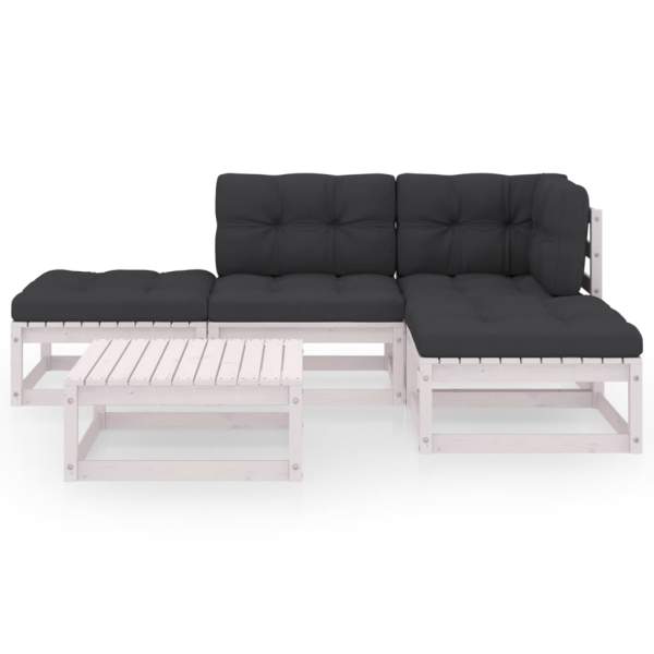 5-tlg. Garten-Lounge-Set mit Kissen Kiefer Massivholz